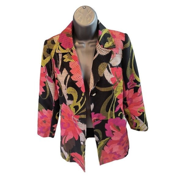 Trina Turk Floral-Print Mid-Length Jacket Women's Size 2 Like New condition - Picture 11 of 16